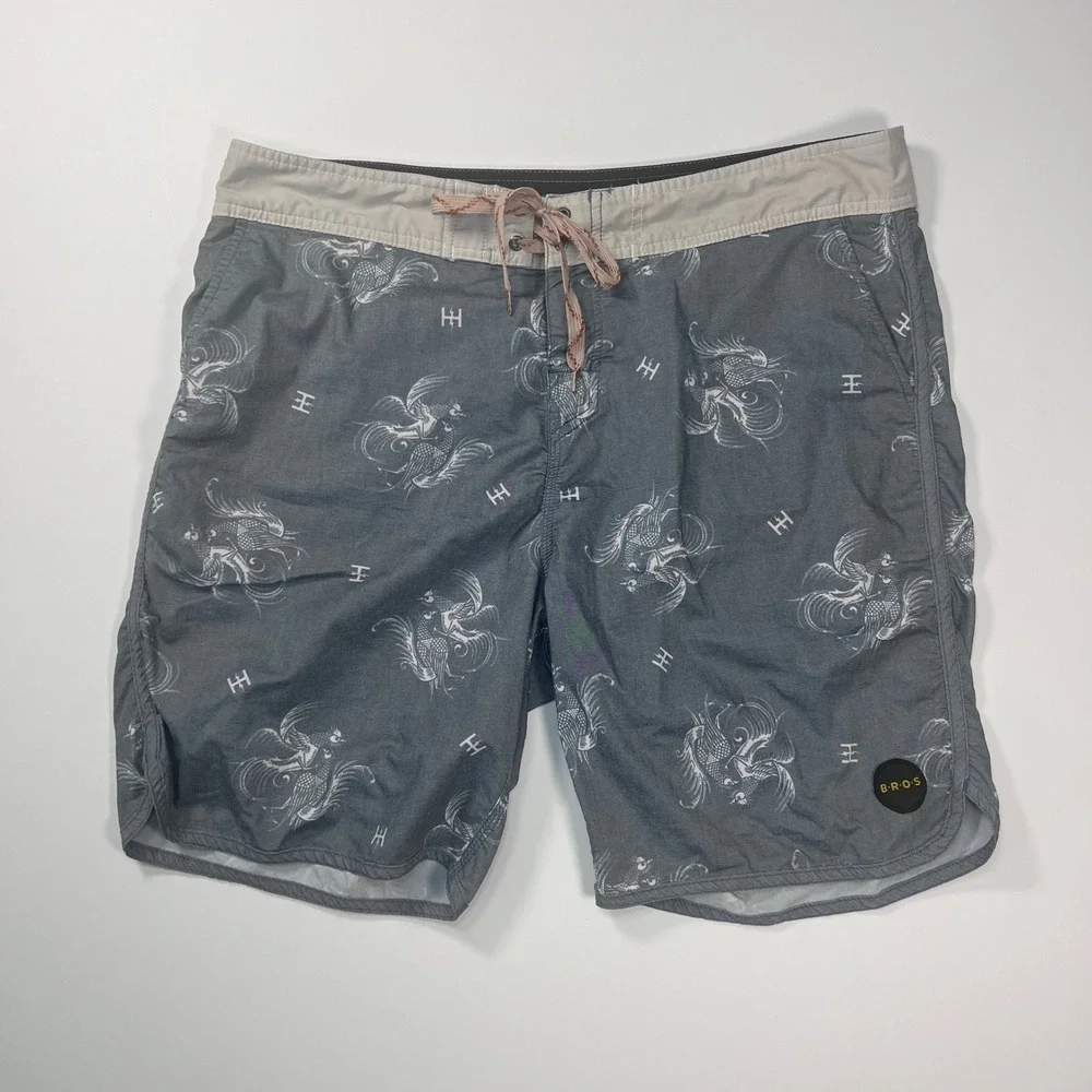 Howler Brothers Board Shorts Mens‎ 38 Grey Phoenix Monogram Swim Trunks Surf